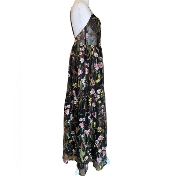 NWT Radiant Fantasy Black Floral Embroidered Tulle Maxi Dress Size Medium - Picture 6 of 13